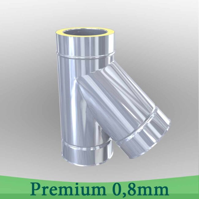Edelstahlschornstein 0,8mm Premium T-Anschluss 45° DW 350