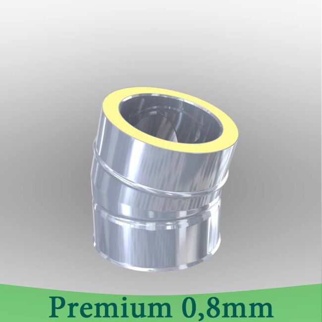 Edelstahlschornstein 0,8mm Premium Winkel 15° DW 80