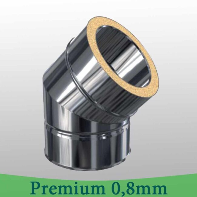 Edelstahlschornstein 0,8mm Premium Winkel 45° DW 100