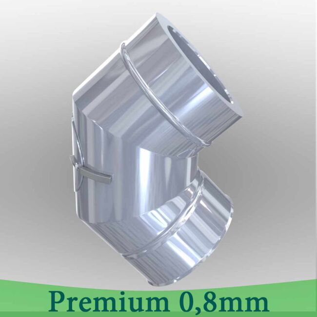 Edelstahlschornstein 0,8mm Premium Winkel 90° mit Revision DW 450