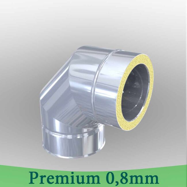 Edelstahlschornstein 0,8mm Premium Winkel 90° DW 200