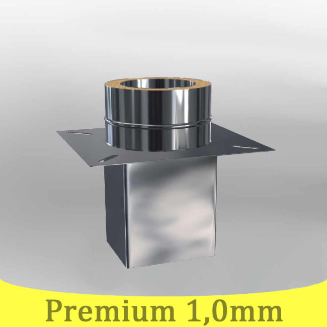 Edelstahlschornstein 1,0mm Premium Grundplatte für Kaminerhöhung, eckig DW 113