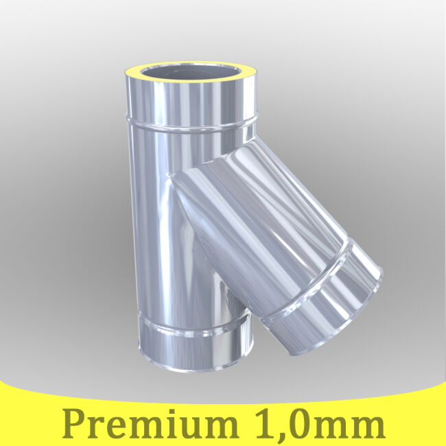 Edelstahlschornstein 1,0mm Premium T-Anschluss 45° DW 113
