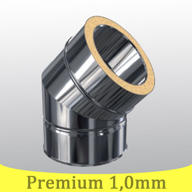 Edelstahlschornstein 1,0mm Premium Winkel 45° DW 180