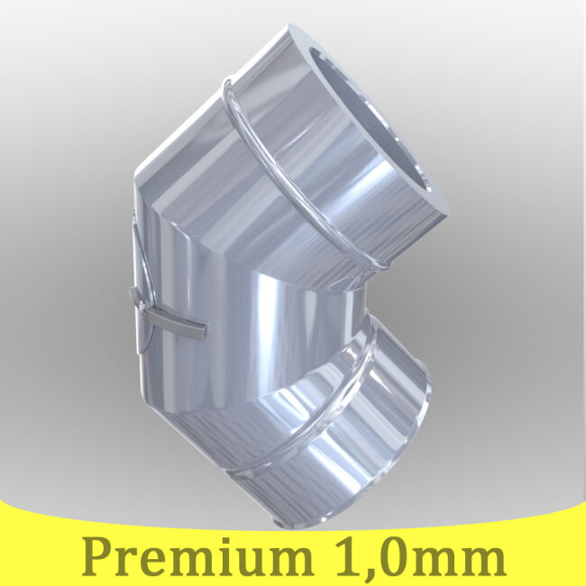 Edelstahlschornstein 1,0mm Premium Winkel 90° mit Revision DW 450
