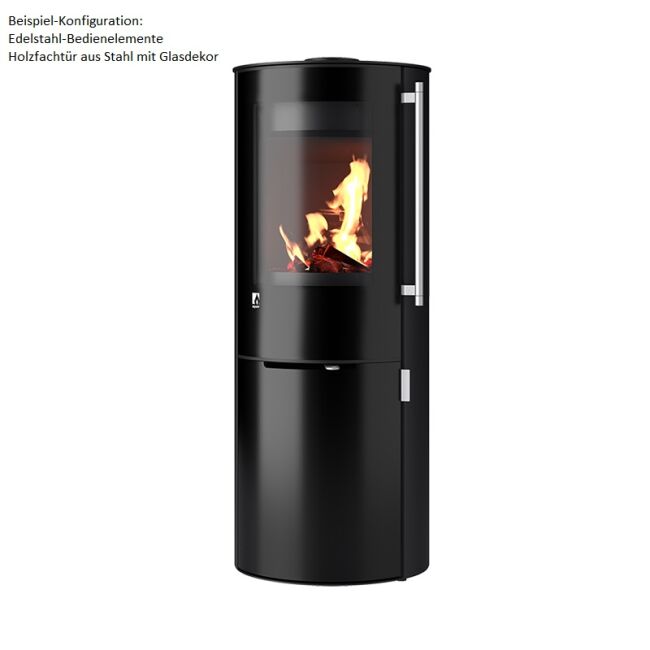 Kaminofen Drooff Aprica 2 Edition Trend Stahl schwarz mit rahmenloser Glasscheibe