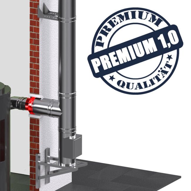 Edelstahlschornstein 1,0mm Premium Übergang DW Endstück EW DW 80