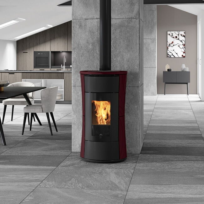 Edilkamin Pelletofen Cherie 9 Evo Air Tight C (RLU) Keramik bordeaux