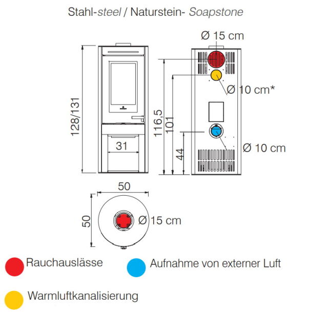 Edilkamin Kaminofen Tally Evo, 8,1 kW Stahl bronze