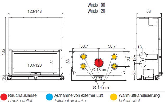 Edilkamin Holz-Kamineinsatz Windo 120 Feuerraum weiß
