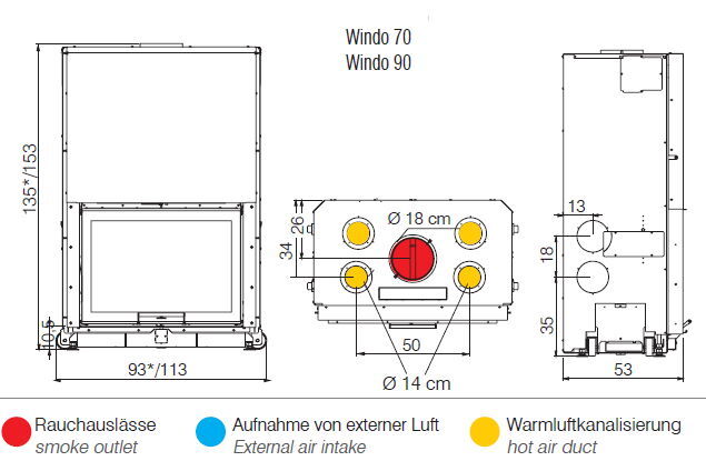 Edilkamin Holz-Kamineinsatz Windo 70 Feuerraum weiß