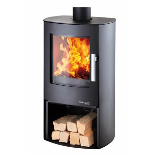 Haas+Sohn Kaminofen Premium VERONA OVAL perl-schwarz. Optional mit Holzfach 0424617550000