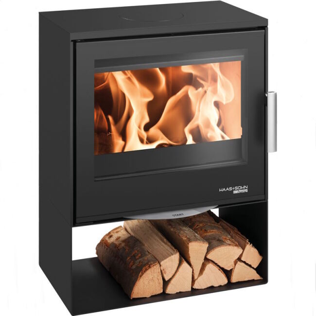 Haas+Sohn Kaminofen Home LONDON II easy, perl-anthrazit, mit Holzfach
