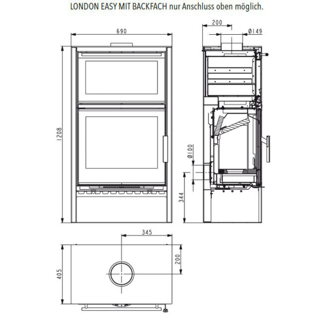 Haas+Sohn Kaminofen Home LONDON II Easy Back mit Backfach
