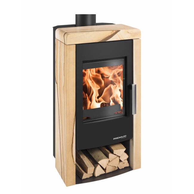 Haas+Sohn Kaminofen Premium PYRUS easy Steinverkleidung mit Holzfach Stein Woodstone