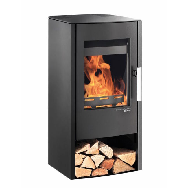Haas+Sohn Kaminofen Premium ROSENHEIM easy perl-schwarz mit Holzfach Stahl