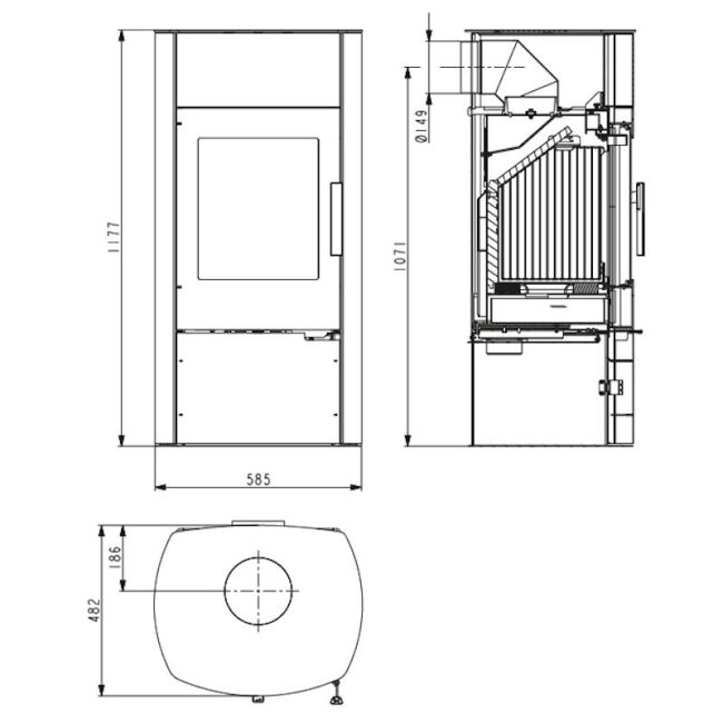 Haas+Sohn Kaminofen Premium VERONA OVAL GRANDE perl-schwarz. Optional mit Wärmespeicher