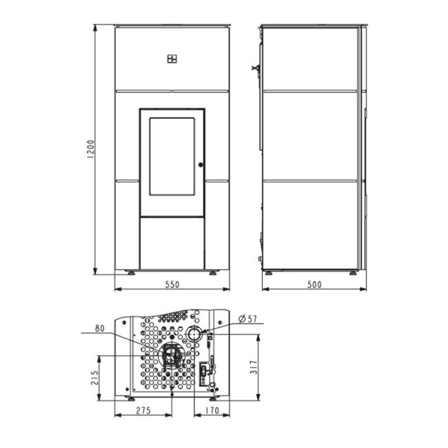 Haas+Sohn Pelletofen Premium HSP 6 HELENA-C RLU perl-anthrazit