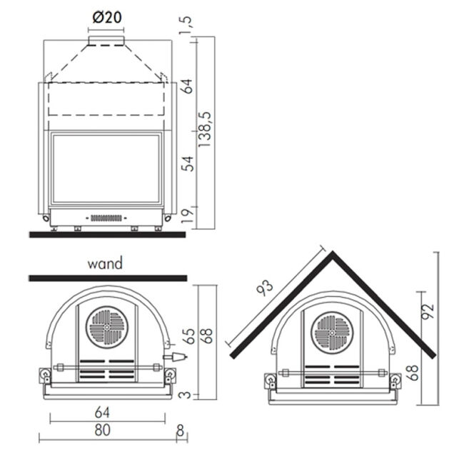Edilkamin wasserführender Kamineinsatz Acquatondo Plus /CS 29, 28 kW