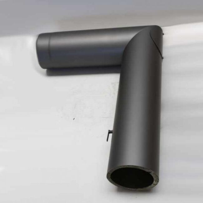 Isoline Winkelrohr 450x700 mm doppelwandig mit Tür u. Drosselklappe DN 150 mm, Senotherm gussgrau #288
