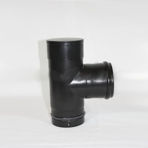 Pellet-Kapselknie 250 mm DN 80 mm, matt schwarz emailliert