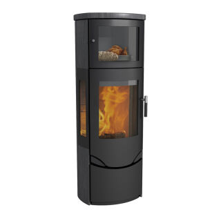 Kaminofen Lotus Prio 7 mit Backfach Stahl Schwarz