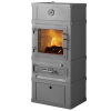 Kaminofen Lotus 2060 Grundmodell grau ohne Warmhaltefach inkl. Brennholzsockel