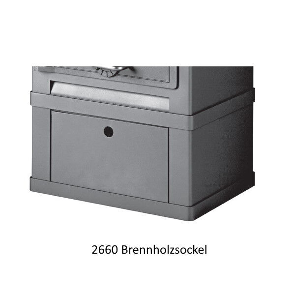Kaminofen Lotus 2060 Grundmodell grau inkl. Warmhaltefach + Tür inkl. Brennholzsockel