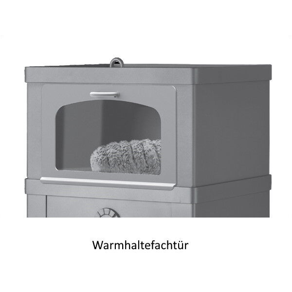 Kaminofen Lotus 2060 Grundmodell schwarz inkl. Warmhaltefach + Tür inkl. Brennholzsockel
