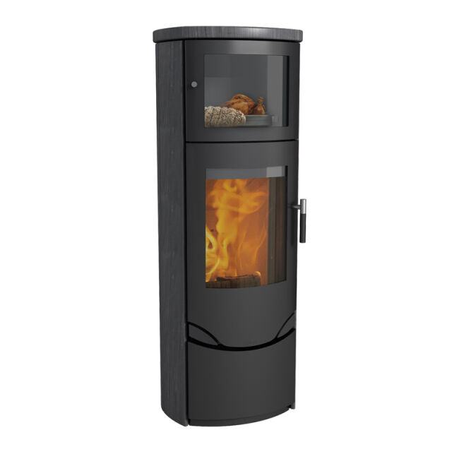 Kaminofen Lotus Prio 7 M mit Backfach ohne Seitenglas Indian Night