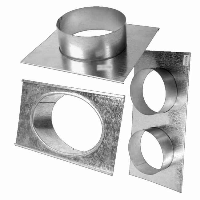 CB Stutzblech mit Anschlußstutzen 20x20 cm DN 125