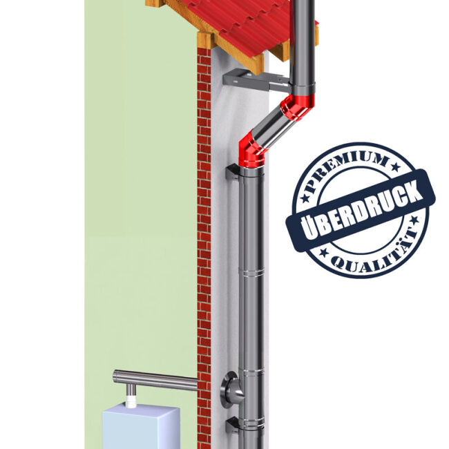 Außenschornstein ST05 für Überdruck Bogen dreiteilig mit Revision 93°
