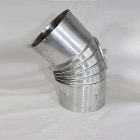 Aluminium-Bogen 45° DN 130 mm, mit Reinigungsöffnung