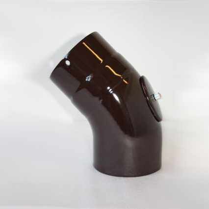Bogen 45° DN 100 mm glatt mit Reinigungsöffnung, High-Quality-Line braun emailliert