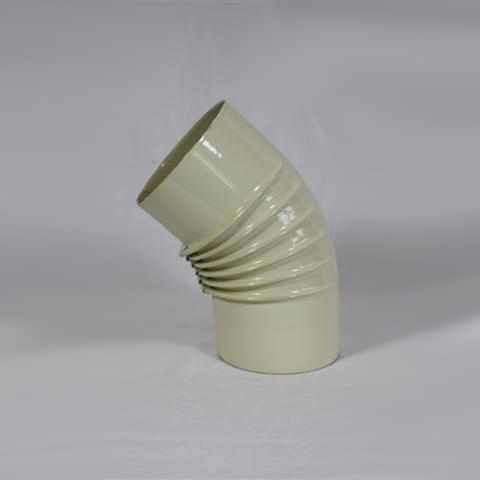 Bogen 45° DN 100 mm gerippt ohne Reinigungsöffnung, High-Quality-Line beige emailliert