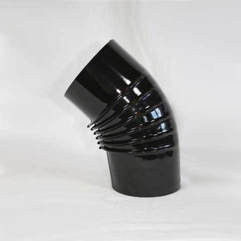 Bogen 45° DN 130 mm gerippt ohne Reinigungsöffnung, High-Quality-Line schwarz glänzend
