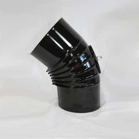 Bogen 45° DN 120 mm gerippt mit Reinigungsöffnung, High-Quality-Line schwarz glänzend