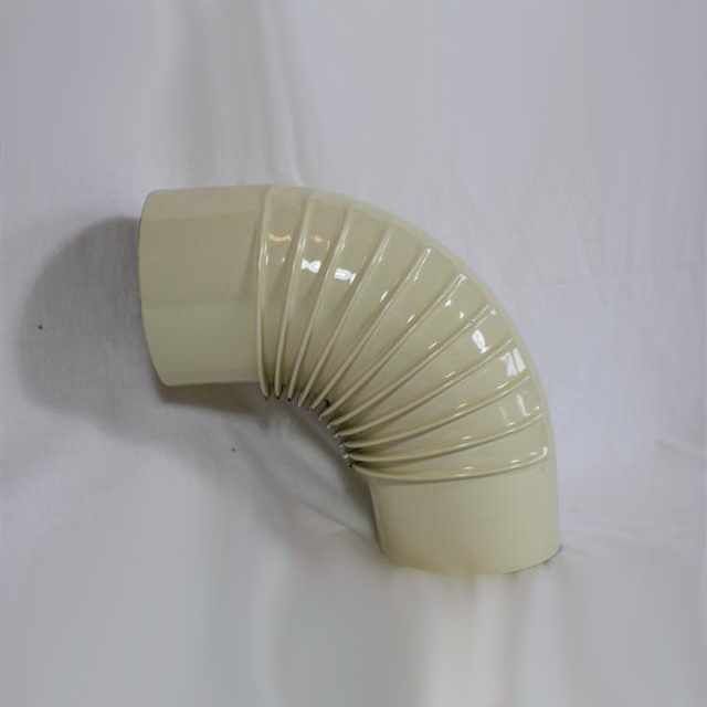 Bogen 90° DN 100 mm gerippt ohne Reinigungsöffnung, High-Quality-Line beige emailliert