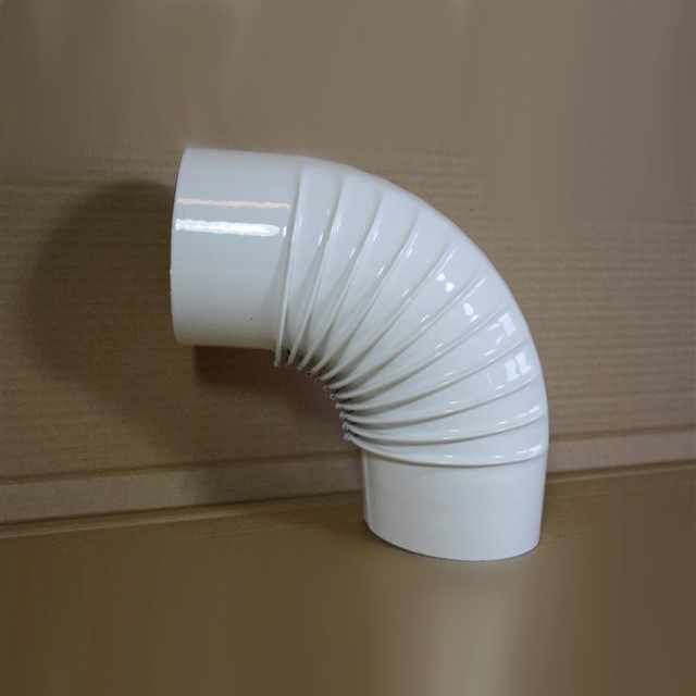 Bogen 90° DN 120 mm gerippt ohne Reinigungsöffnung, High-Quality-Line weiß emailliert
