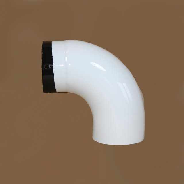 Bogen 90° DN 120 mm glatt ohne Reinigungsöffnung, High-Quality-Line weiß emailliert