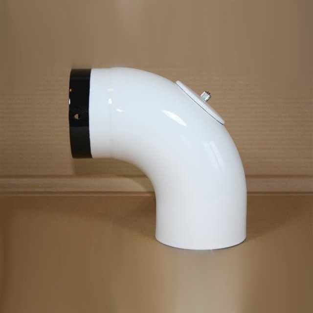 Bogen 90° DN 100 mm glatt mit Reinigungsöffnung, High-Quality-Line weiß emailliert