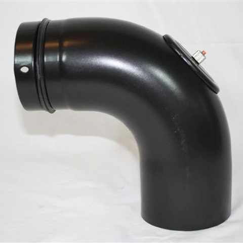 Bogen 90° DN 130 mm glatt mit Reinigungsöffnung, High-Quality-Line schwarz glänzend