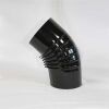 Bogen 45° DN 130 mm gerippt ohne Reinigungsöffnung, High-Quality-Line schwarz glänzend
