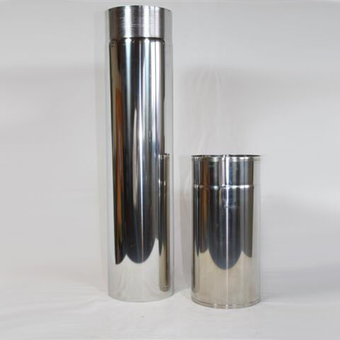 Ofenrohr 250 mm DN 110 mm aus glänzendem Edelstahl (V4A)