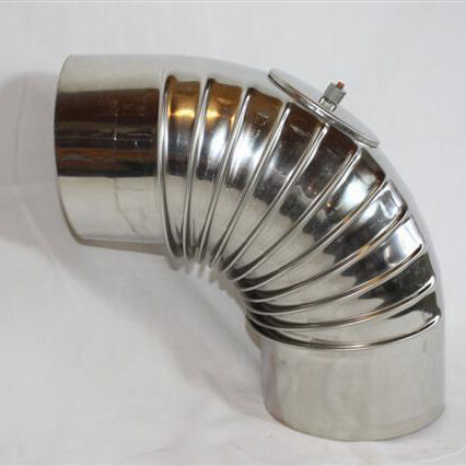 Edelstahl-Ofenrohr-Bogen 90° DN 150 mm, mit Reinigungsöffnung