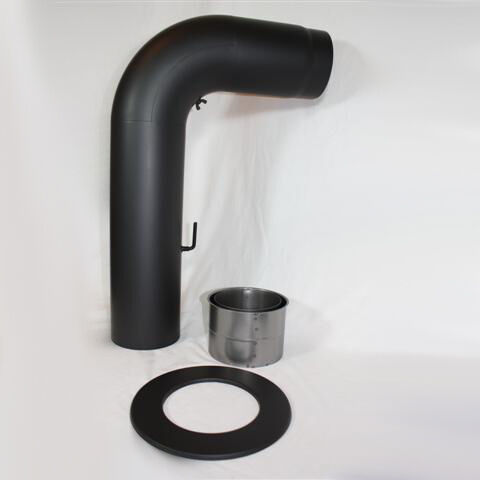Ofenrohr Rundbogen Set Glatt gezogen DN 150 mm, Senotherm schwarz #310