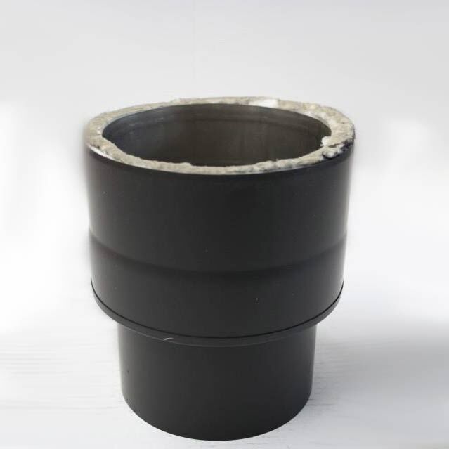 Edelstahlrohr doppelwandig Übergang von Ofen auf Verbindungsleitung (dw-ew) DN 150 mm, Senotherm schwarz #310