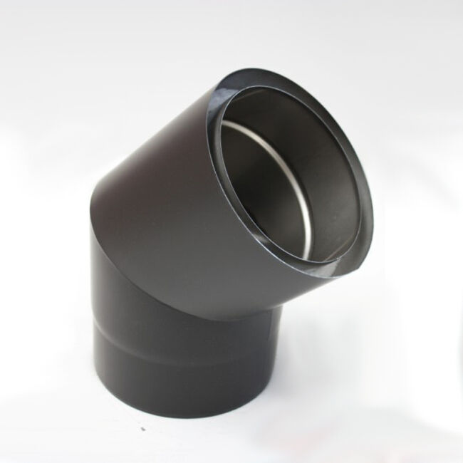 Edelstahlrohr doppelwandig Bogen 45° ohne Reinigungsöffnung 150 mm