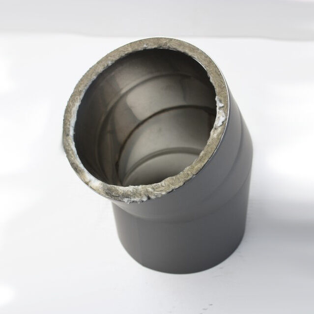 Edelstahlrohr doppelwandig Bogen 30° ohne Reinigungsöffnung 130 mm