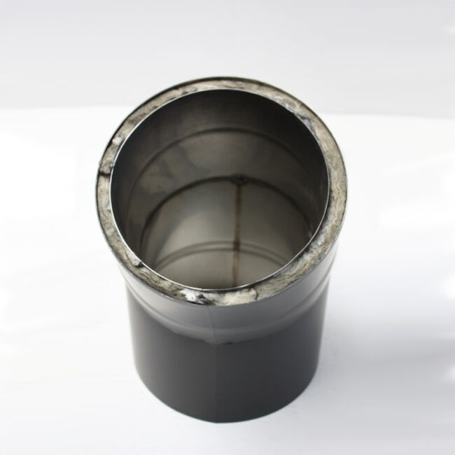 Edelstahlrohr doppelwandig Bogen 30° ohne Reinigungsöffnung 130 mm